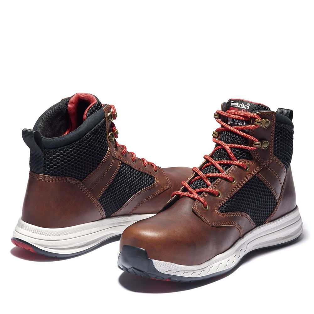 Botas Pro Timberland Hombre Pro Drivetrain Comp Toe Mid Marrones/Negras - Chile JVU-542613